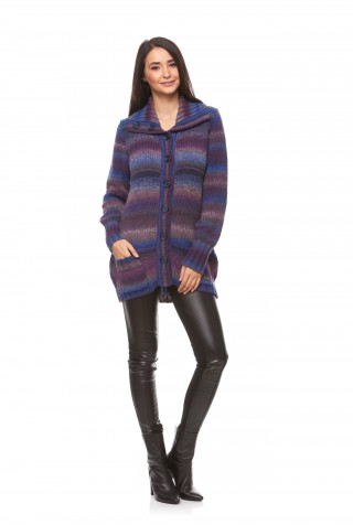 Cardigan lung cu dungi, multicolor