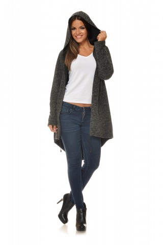 Hanorac cu gluga din bumbac, gri antracit