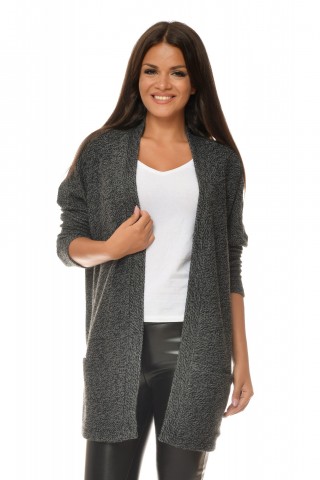 Cardigan din bumbac cu buzunare, gri antracit