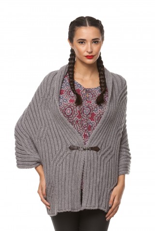 Cardigan larg din tricot, gri