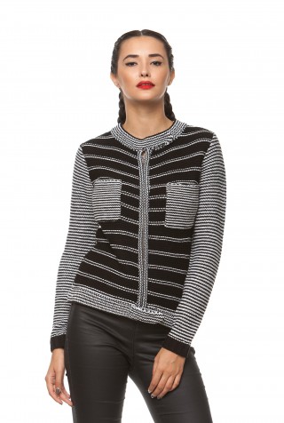 Cardigan din tricot cu fermoar, negru