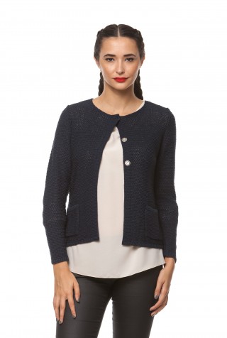 Cardigan din tricot cu fir argintiu