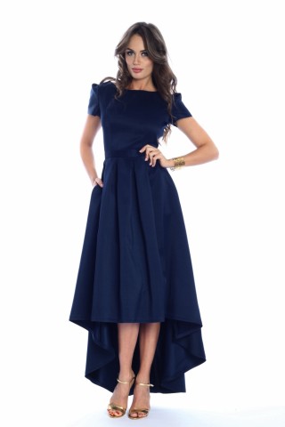 Rochie lunga bleumarin din tafta