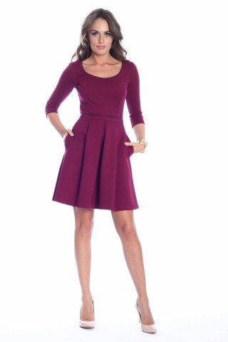 Rochie marsala in clos cu buzunare