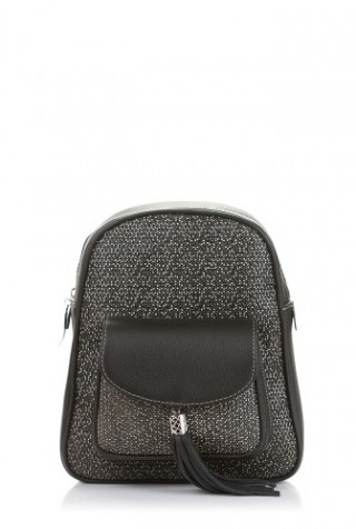 Rucscac cu ciucure din piele naturala