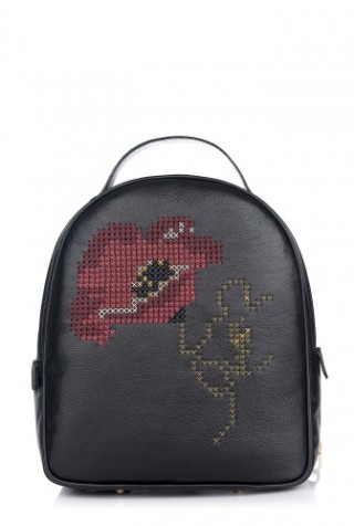 Rucsac din piele naturala cu broderie florala