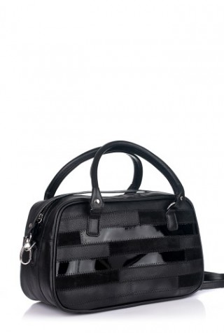 Geanta office din piele naturala cu model dungi