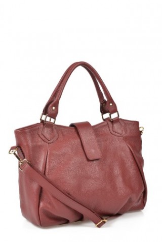 Geanta casual din piele naturala, bordo