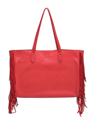 Geanta rosie cu franjuri