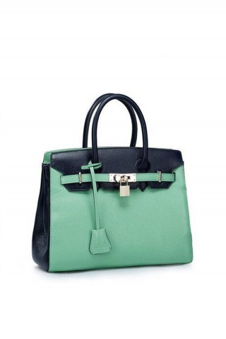 Geanta din piele naturala verde