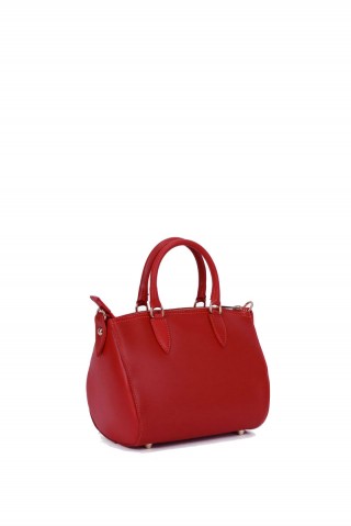 Geanta rosie de mana din piele naturala