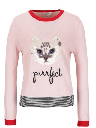 Pulover Miss Selfridge roz deschis