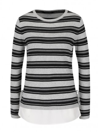 Pulover 2in1 gri cu negru in dungi