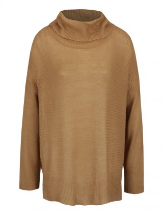 Pulover bej cu guler inalt