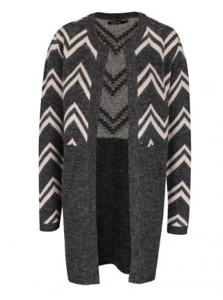 Cardigan gri inchis cu model zig-zag