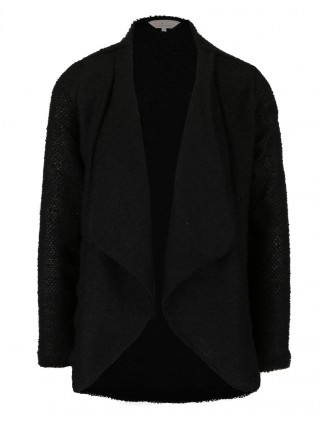 Cardigan negru cu guler cu revere