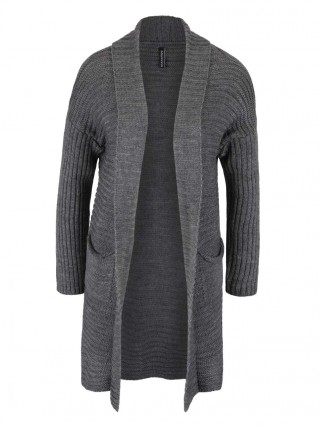 Cardigan gri cu buzunare