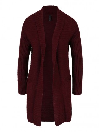 Cardigan visiniu fara inchidere