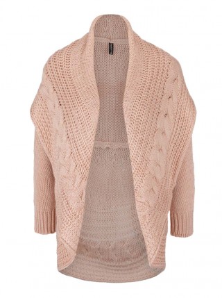 Cardigan roz cu guler inalt