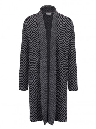 Cardigan fara inchidere, negru cu gri