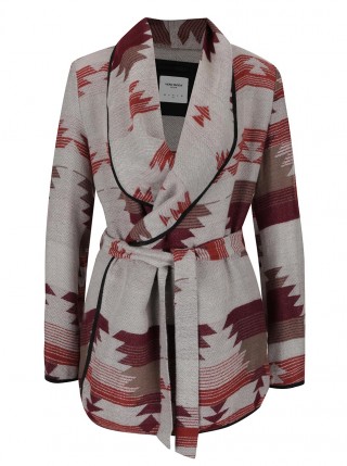 Cardigan gri cu model si curea