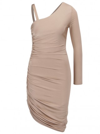 Rochie de ocazie, roz pudrat, cu pliuri discrete