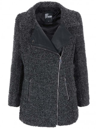 Palton scurt cu detalii din piele artificiala