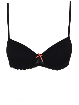 Sutien negru cu funda roz