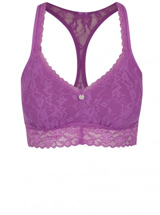 Bustiera cu cupe captusite mov din dantela