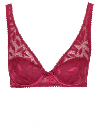 Sutien burgundy cu detalii din dantela