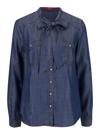 Camasa albastra de blugi cu funda la gat