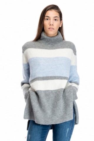 Pulover Lashez: alb, gri si bleu