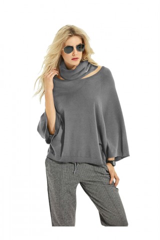 Pulover supradimensionat cu maneci tip liliac si sal