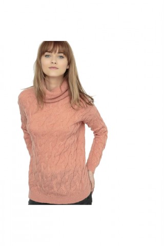 Pulover tricotat cu guler inalt