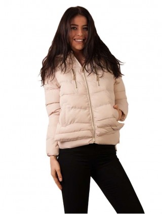 Geaca din fas cu gluga imblanita