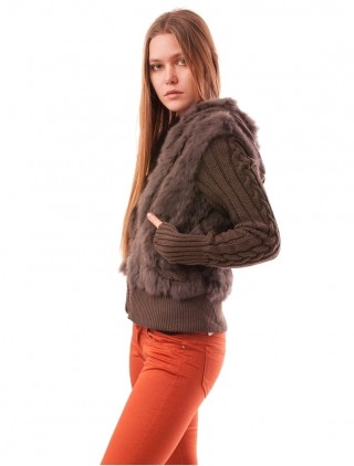 Jacheta tricotata cu blana