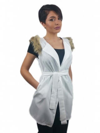 Vesta cu blanita pe umeri si cordon in talie