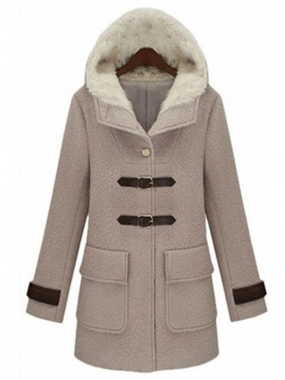 Palton elegant cu guler inalt, imblanit