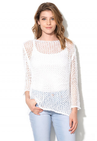 Pulover alb tricotat - United Colors Of Benetton