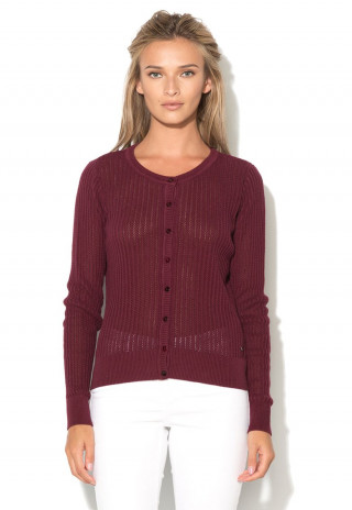 Cardigan rosu marsala tricotat Mustang