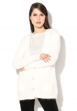 Cardigan pufos alb unt - United Colors Of Benetton