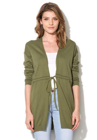 Cardigan verde militar din bumbac