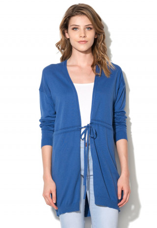 Cardigan albastru safir cu cordon