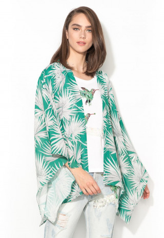 Kimono cu imprimeu cu frunze de palmier