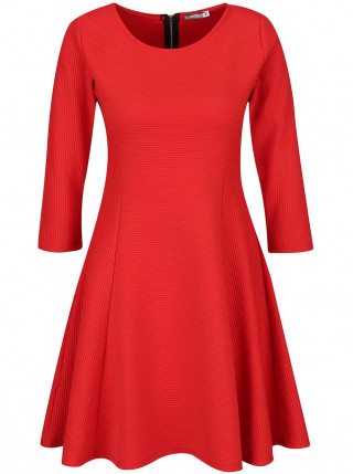 Rochie in clos din material texturat, cu maneci lungi