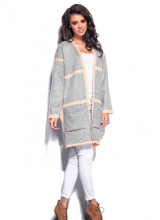 Gardigan tricotat cu dungi si buzunare