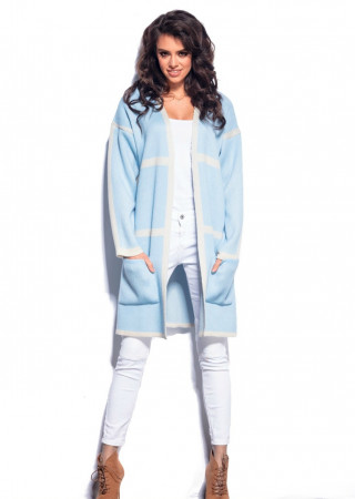 Cardigane tricotat bleu cu dungi bej