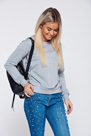 Bluza din bumbac cu snur in lateral