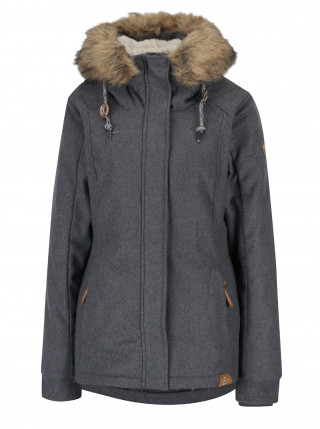 Geaca de iarna tip parka scurta cu gluga si blana artificiala