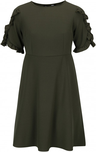 Rochie cu volane pe maneci in marimi mari pentru femei plinute